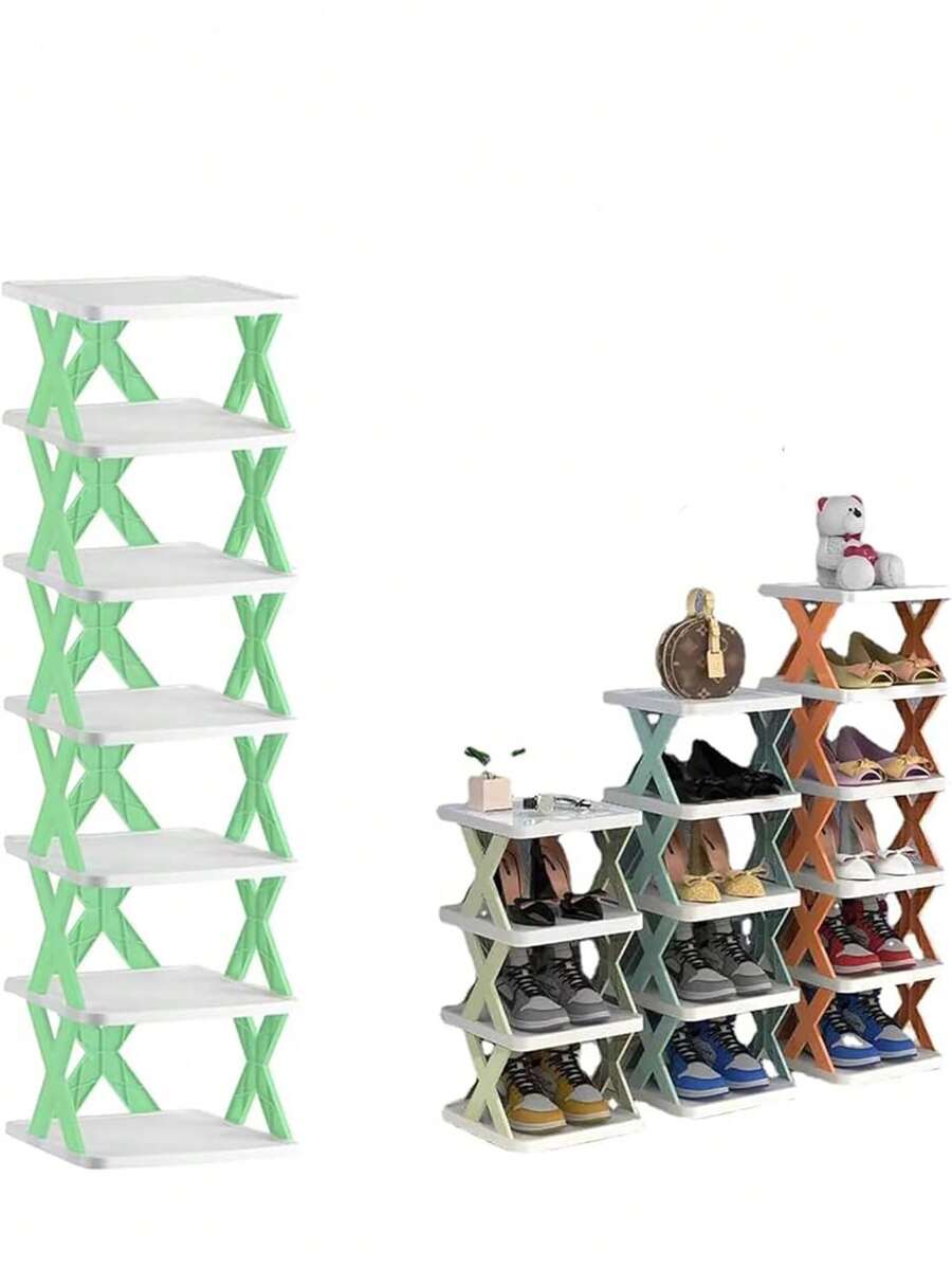 Estante de almacenamiento de zapatos 7 niveles, organizador de zapatos, zapatero multifuncional - Albaricoque - Ver 1
