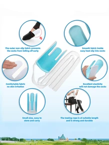 Ayuda Para Calcetines Y Pantimedias - Dispositivo De Asistencia Para Ponerse Calcetines - Ayuda Para Calcetines - Azul - Ver 3