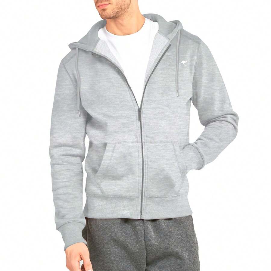 Long Sleeve Zipper Sweatshirt With Cap 1958 - Light Grey - View 1