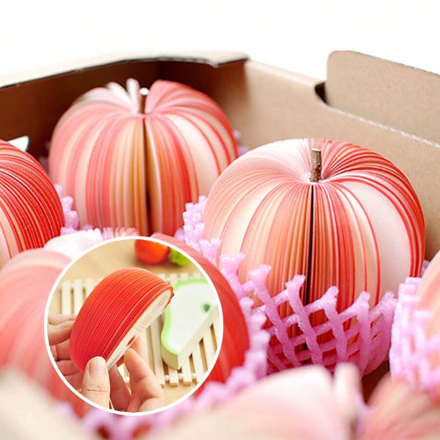 1pc Random Apple Shaped Sticky Notes Notebook, Creative Personalized Stationery, Diy Fruit Memo Pad, Sticky Notes, Fruit Stickers - Multicolor - View 1