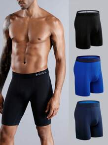 3 Piezas De Boxers Para Hombre De Longitud Larga - Negro - Ver 1
