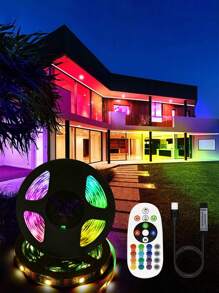 Rgb Led燈條,家庭環境裝飾燈,遙控智能led燈條,適用於電視背景照明和客廳裝飾,有1/2/3/5/10公尺可選,30/60/90/150顆led燈珠可選 - 黑色 - 查看 3