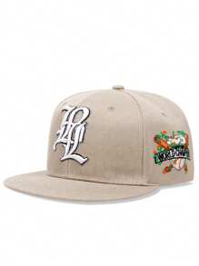 1pc Gothic Style Baseball Cap With Letter Embroidery For Men Street - Khaki - View 1