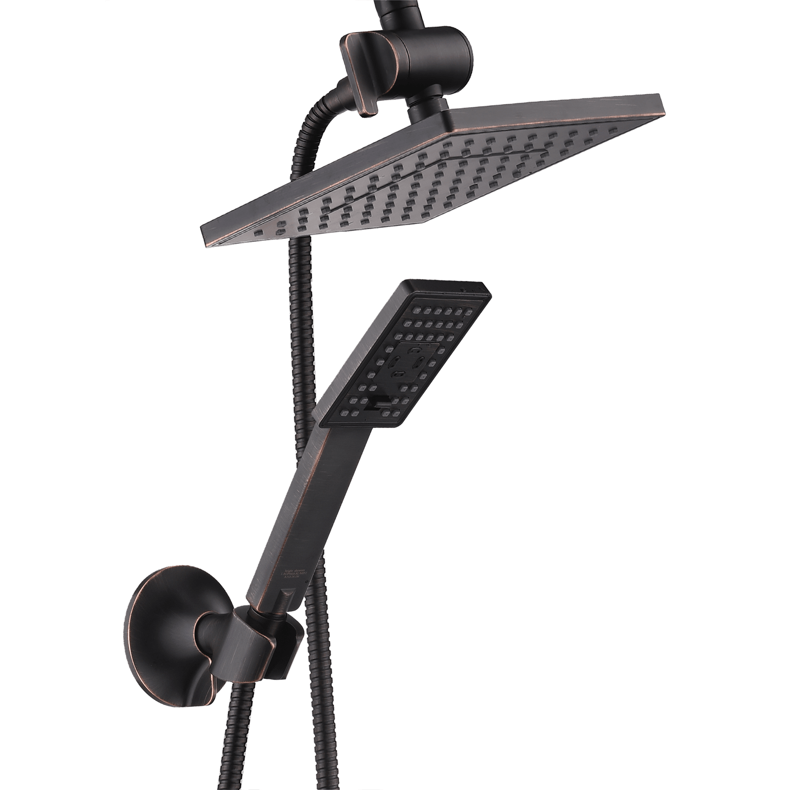 BRIGHT SHOWERS Rain Shower Head With Handheld Spray 5 Ft. Shower Hose Combo Includes Wall Mount