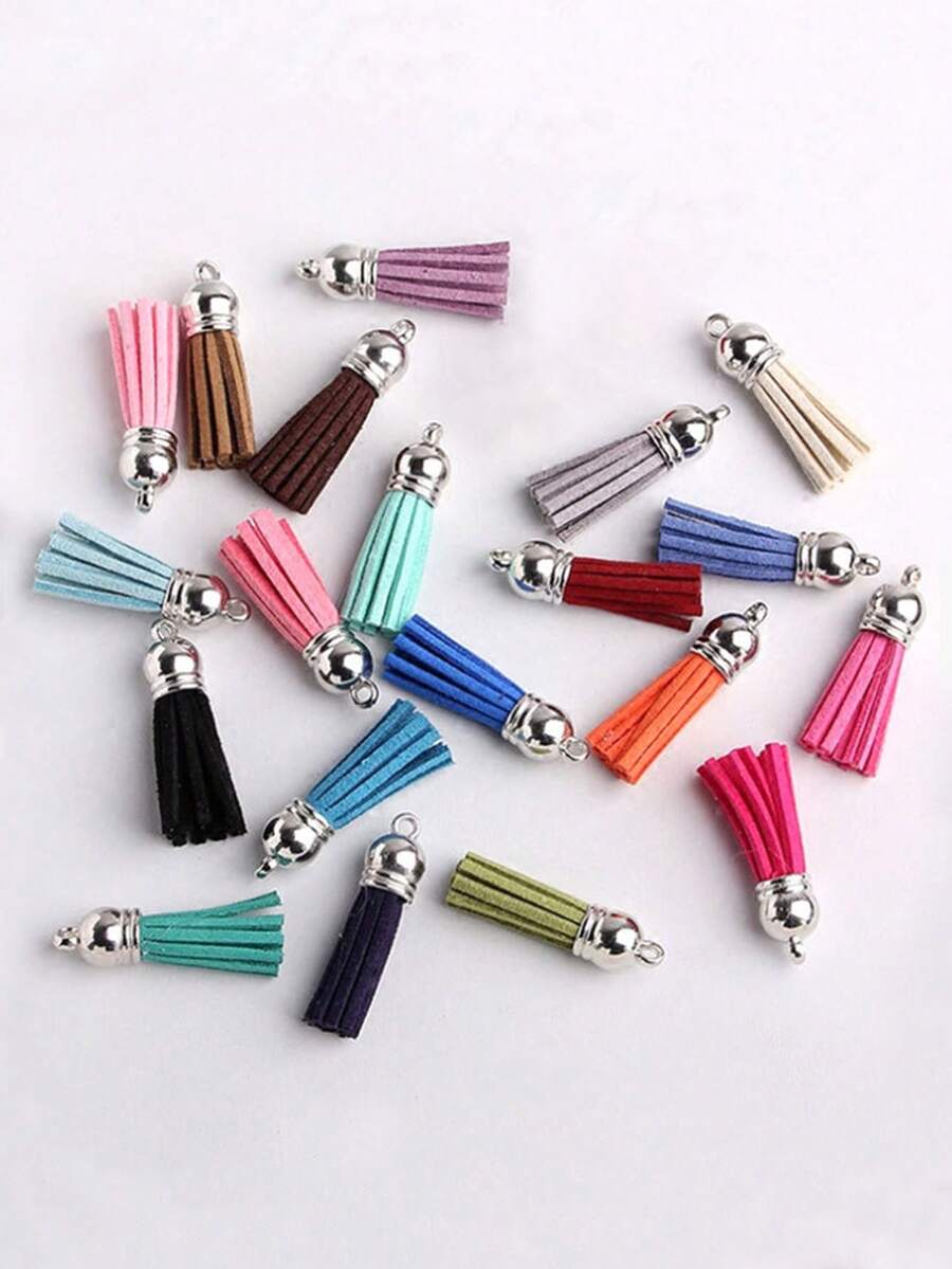 20 件裝女式混色皮革鑰匙圈流蘇吊墜,diy 包款和衣服裝飾配件,禮品