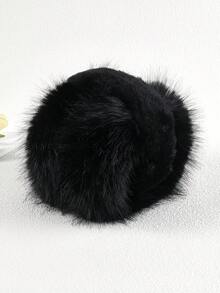 1入冬季毛絨耳罩,女士保暖折疊防凍耳罩 - 黑色 - 查看 3