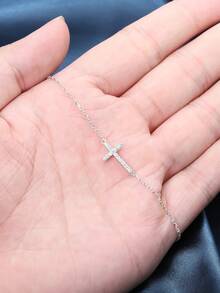 1 Miếng Cá nhân hóa Dát Vượt qua Hình dạng 925 sterling bạc Vòng tay Đối với phụ nữ , Mặc hàng ngày Phụ kiện Và Qủa tặng - Bạc - Xem 2
