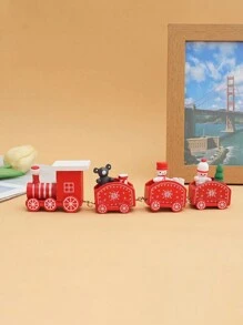 1 件木製聖誕火車裝飾,適用於窗戶和桌面展示,節日禮物 - 紅色 - 查看 1