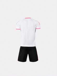 男士拼接邊籃球球衣套裝 - 白色 - 查看 4