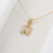 奢華 18k 金鍍銅全鋯石鑲嵌 26 字母吊墜項鍊男女,適合珠寶禮品