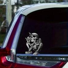 Calcomanía De Coche Cráneo Rapero Cool Con Pañuelo Y Cigarro Con Apariencia Aproximada - Gris - Ver 3