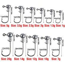 50入組鉛擬餌頭針高碳鋼軟餌魚鉤1g-20g帶勾箱釣魚針 - 銀色 - 查看 3