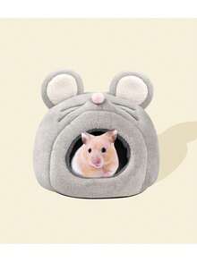 1pc Winter Thickened Warm Hamster House, Mouse Style Nest, Parrot Sleeping Pad - Light Grey - View 3