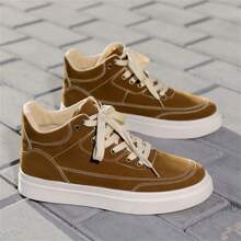 Scarpe Da Uomo In Stile Overall, Casuali, Retrò, Termiche, Con Lacci, Stivali Al Polpaccio Stile Coreano