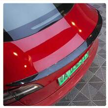 1set Black Carbon Fiber Universal Car Rear Wing Spoiler, No Drilling Soft 3d Carbon Fiber Style Air Flow Wing - Black - View 7