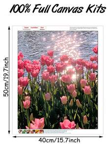 1set PMMA DIY Diamond Painting Without Frame, Flower Pattern DIY Diamond Unframed Painting For Home Decor, Gift - Multicolor - View 3