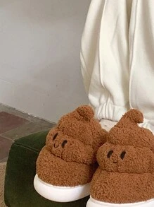 Creative Funny Slippers For Winter, Men And Women's Warm Home Soft Bottom Plush Slippers, Comfortable Couples Fluffy Flat Shoes - Brown - View 10
