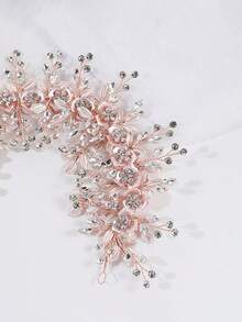 1pc Simple Bridal Headband, Handmade With Rhinestones, Suitable For Photoshoots And Weddings - Gold - View 5
