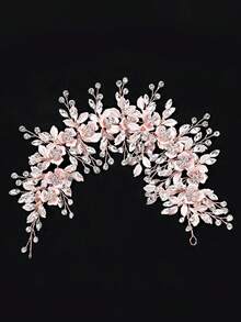 1pc Simple Bridal Headband, Handmade With Rhinestones, Suitable For Photoshoots And Weddings - Gold - View 3