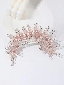 1pc Simple Bridal Headband, Handmade With Rhinestones, Suitable For Photoshoots And Weddings - Gold - View 1