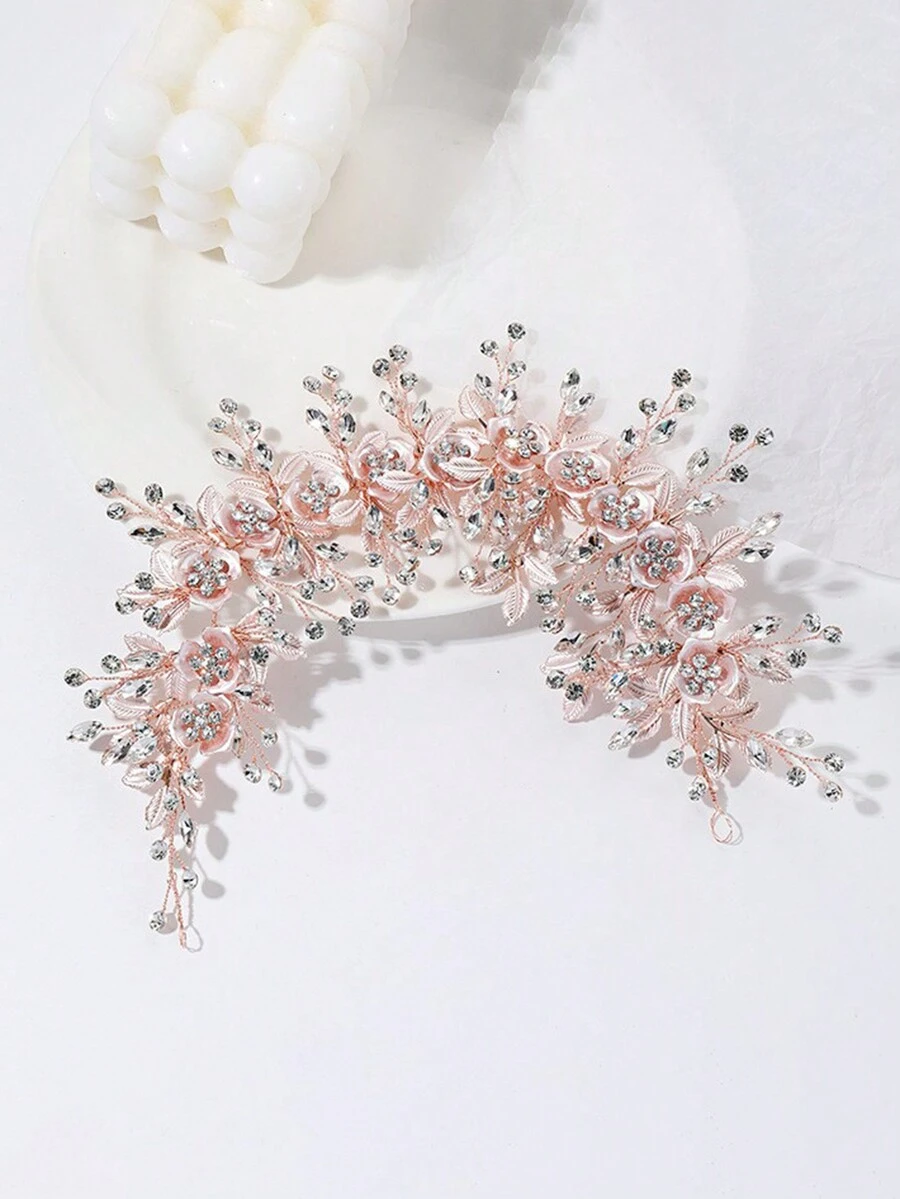 1pc Simple Bridal Headband, Handmade With Rhinestones, Suitable For Photoshoots And Weddings - Gold - View 1