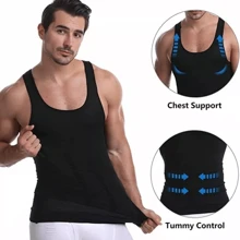 Thể thao nam Máy ép Áo Shapewear Huấn luyện viên vòng eo Áo nịt ngực - Đen và trắng - Xem 2