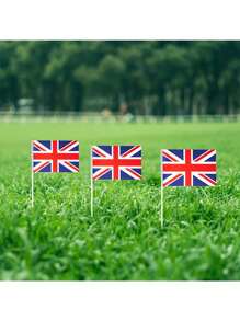 10pcs Miniature/British Stick Flags, 8.2*5.5 Inches, Suitable For Festivals, Celebrations And Desk Decoration