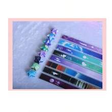 540pcs Children's Origami Cartoon Star Print Folding Paper Strips DIY Colorful Handmade Paper Set