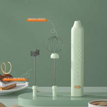 可充電3速電動奶泡器和打蛋器 - 2款可更換的攪拌頭,可製作完美的咖啡泡沫! - 綠色 - 查看 8