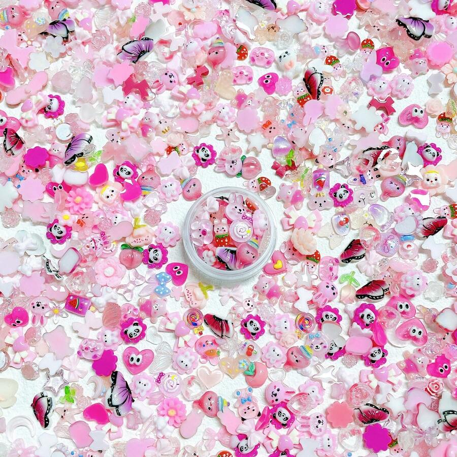 1box Random Mix Pink Nail Art Accessories For Diy - Multicolor - View 1