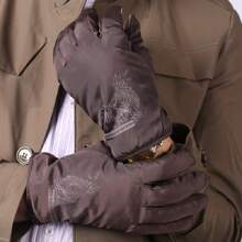 全新冬季男式休閑絨毛五指手套,適用於戶外活動的保暖防寒手套