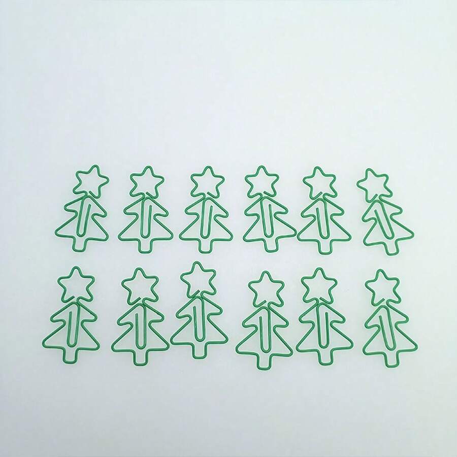 5pcs Green Christmas Tree Shaped Paperclips - Green - View 1