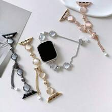 Correa de reloj ajustable con cuentas, cadena y piedra de ojo de gato cuadrado, compatible con relojes de 38/40/41/42/44/45/49mm, apta para Ultra/SE/9/8/7/6/5/4/3/2/1