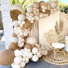 15/45/100PCS 5/10/12inch Sand White Balloons Latex Balloons Helium Balloons For Birthday Graduation Shower Wedding Holiday Party Decoration, White Ribbon,