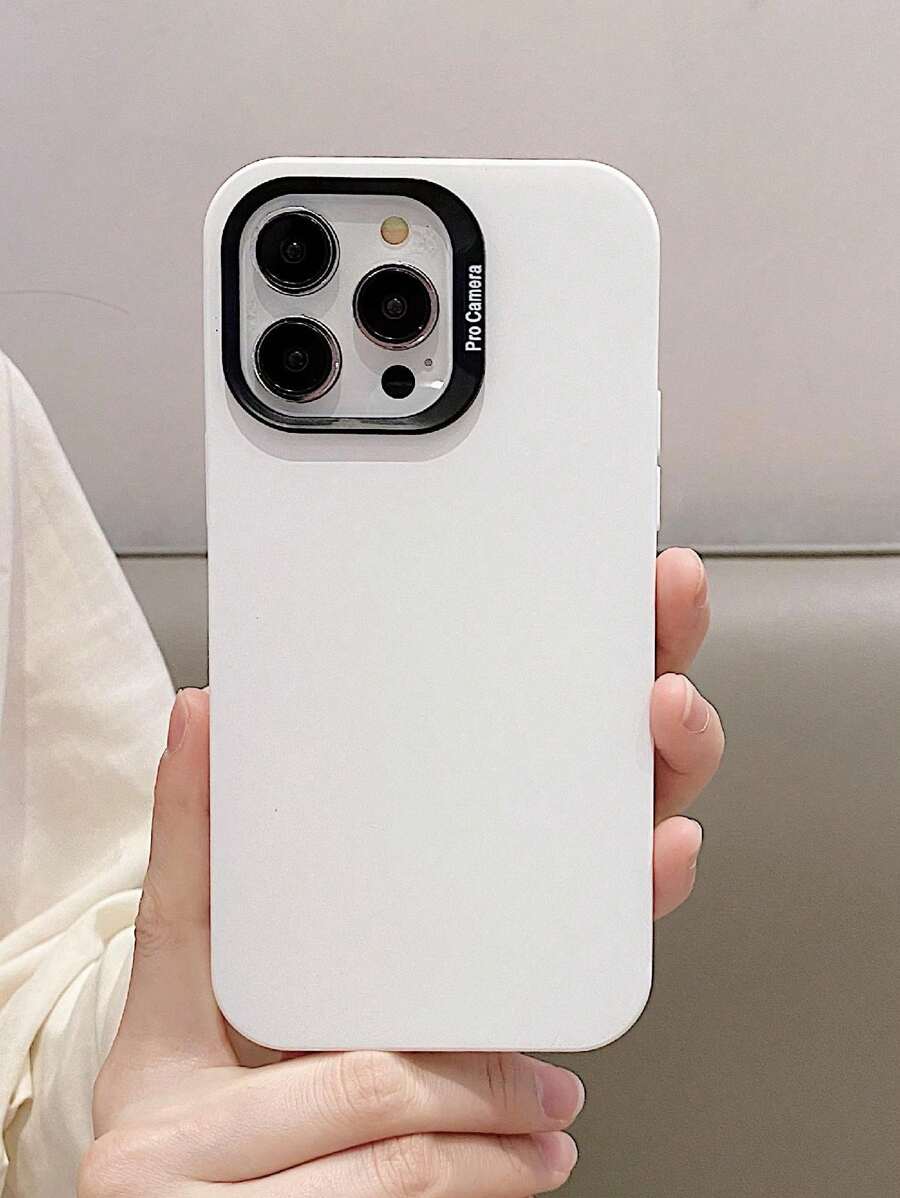 大孔双色二合一保护镜相机硅胶触感纯色手机壳，兼容 iPhone 15、14、13、12、11、7、8、SE2020 X XR XSMAX PLUS PRO PROMAX 防尘防指纹圣诞礼物，送给朋友或自己 - 白色 - 查看 1