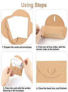 20/30/50 件牛皮纸信封套装，心形迷你信封配黄麻绳和 30/50 张空白卡片，适用于 DIY、礼品卡、办公室信封、婚礼请柬、节日贺卡、感谢信（10 X 6 厘米） - 棕色 - 查看 8