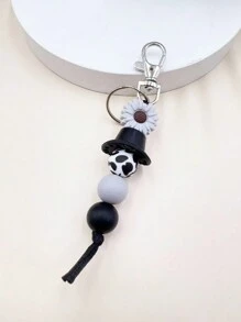 1 件西式矽膠串珠手鍊配件,向日葵女牛仔帽鑰匙圈吊墜包款裝飾