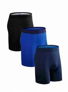 3 Piezas De Boxers Para Hombre De Longitud Larga - Negro - Ver 2