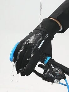 1對男士黑色尼龍混紡防滑暖手套,適用於戶外騎行 - 黑色 - 查看 11