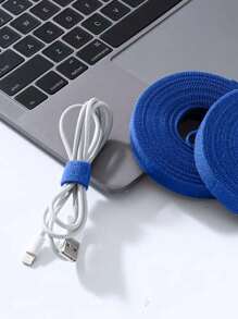 1卷藤蔓造型/电缆管理可重复使用魔术贴扎带，多种尺寸可选，结实耐用，适用于办公室、家庭、园艺，可重复使用，整洁有序。 - 藍色 - 查看 3