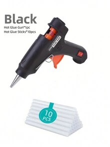 1套迷你熱溶膠槍,內附10支熱溶膠槍棒,用於藝術工藝品,兒童玩具diy創意黏合裝飾,校園學校裝備 簡易快速維修 - 黑色 - 查看 1