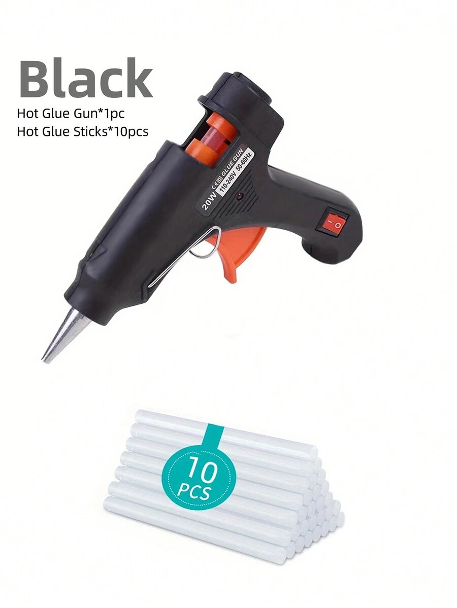 1套迷你熱溶膠槍,內附10支熱溶膠槍棒,用於藝術工藝品,兒童玩具diy創意黏合裝飾,校園學校裝備 簡易快速維修 - 黑色 - 查看 1
