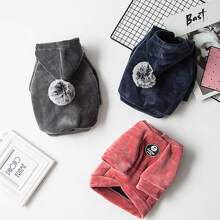 Winter pet dog fur ball hoodie coral velvet cat fleece than Teddy bear Schnauzer dog clothes1pc - Hot Pink - View 3