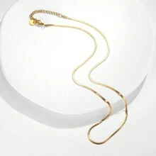 VOLUKA 女士高光澤不鏽鋼項鍊,精緻的魚骨紋頸圈項鍊,纖細的粗蛇鏈項鍊珠寶(18英寸+2英寸延長鍊)