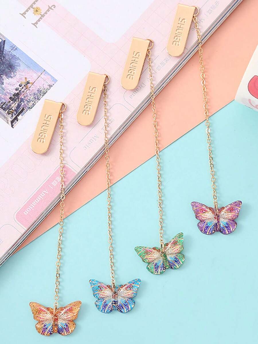 Crystal Butterfly Shaped Pressed Flower Series Bookmark (Not Dry Flower) Single Random Color