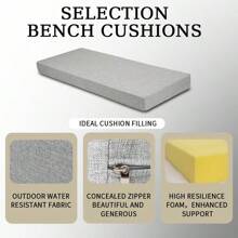 1個長椅坐墊,戶外家具長椅,防滑露台坐墊,70d厚泡沫長椅墊,適用於戶外長椅,拉鍊設計方便清洗