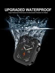 2pcs Waterproof Full Coverage Straight Edge Compatible With Apple Watch Case Compatible With Apple Watch Series 7/8 (Case Only) - Black - View 5