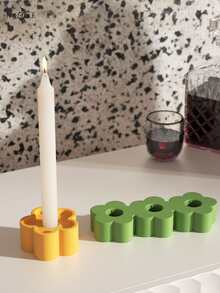 BOOWAN NICOLE 矽膠燭台模具,白色,花形狀 - 白色 - 查看 3