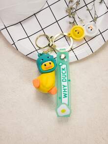 1入組可愛綠色鴨形鑰匙圈,完美禮品適用於情侶,生日,閨蜜,朋友,卡通後背包吊墜