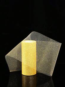 1pc-Golden Glitter Tulle Fabric Rolls, 5.90 Inch 29.52ft Sparkling Spool Ribbon Sequin Netting for Tutu Skirt Gift Wrapping Bow ribbon Wedding Party Decoration ,The background to the party.  Decorations for Christmas, Valentine's Day and New Year - Gold - View 2